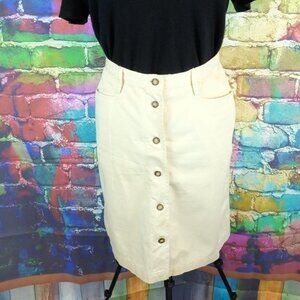 Kiko-mo Khaki Button Pencil Skirt in Size 9/10